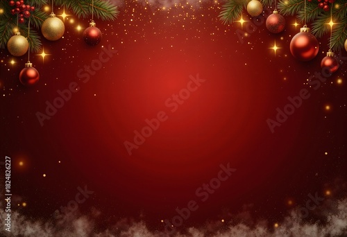 Red New Year background with New Year's decor