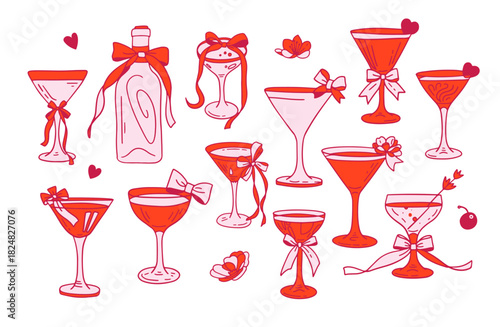 set of different drinks