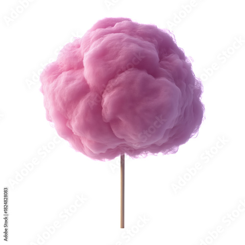 Cotton Candy on a Stick Creates a Sugary Treat at the Fair in Warm Summer Wea...