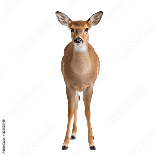 Young Deer Stands Gracefully in a Serene Forest Setting During Early Morning ...