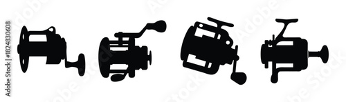 Classic fishing reel silhouettes for anglers and hobbyists