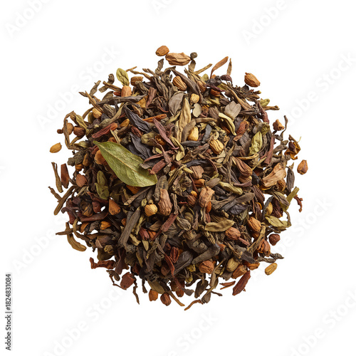 Herbal Tea Blend Displayed on a White Background Highlighting Natural Ingredi...