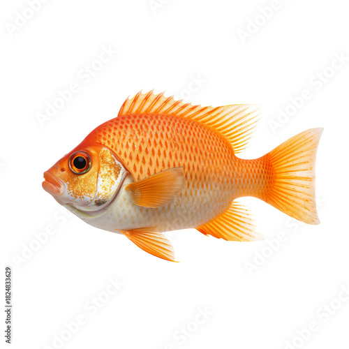 Bright Orange Fish Swimming Gracefully in a Clear Water Environment at a Trop...