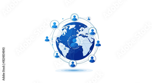 Illustration depicting global networking, connecting people around the world, and social interaction.