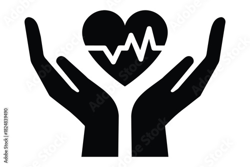 Hands holding heart health symbol wellbeing life support