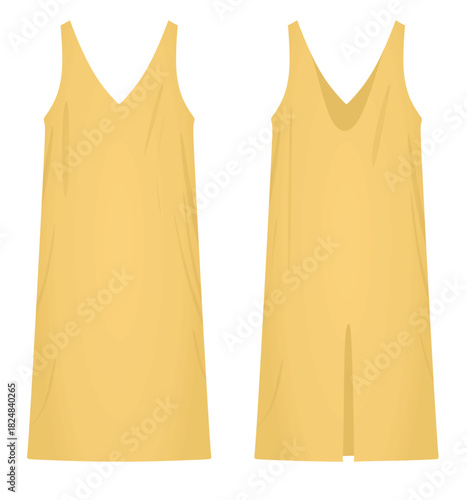 Golden wide dress. vector illustration	
