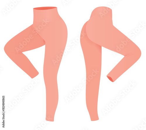 Pink tight pants leggings. vector illustration	
