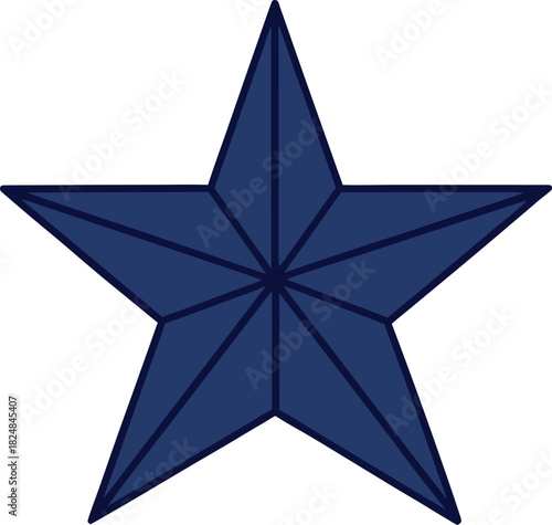 Single navy blue star vector with sharp points and geometric segments symbol shape vector illustration EPS file download.
