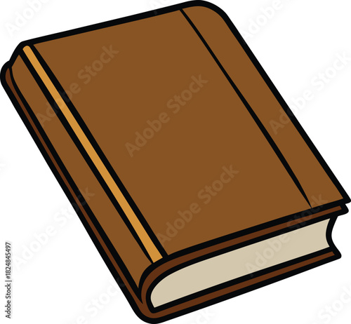 Single brown book vector with clean outline and beige pages vector illustration EPS file download.
