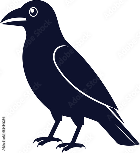 Single color navy crow vector graphic clean vector shape bird animal vector illustration EPS file download.

