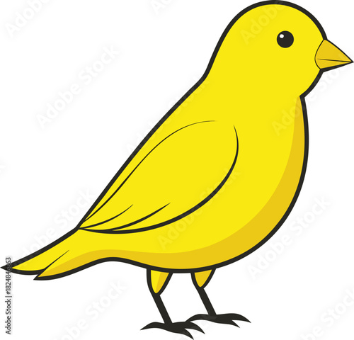 Single yellow canary bird vector graphic bold silhouette vector illustration EPS file download.
