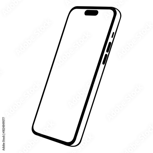 smartphone vector line art drawing illustration