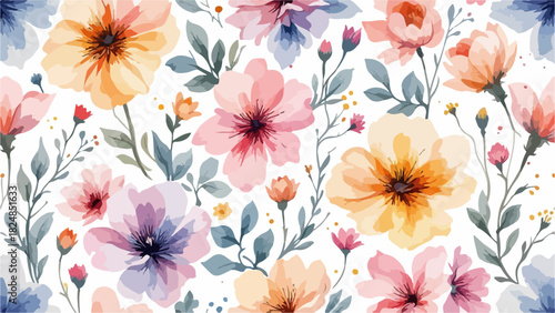 Seamless vector floral pattern illustration featuring pink blossoms, leaves, and summer nature design decoration for textile fabric backdrop