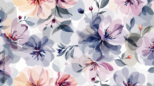 Cute feminine watercolor seamless pattern with wildflowers.