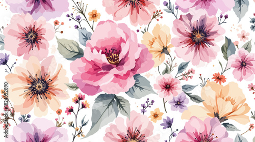 Seamless floral pattern background with vintage rose texture for spring summer textile design