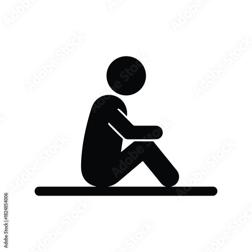 Black Silhouette of Child Sitting on Ground