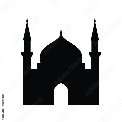 Black Silhouette of Mosque Shape Icon