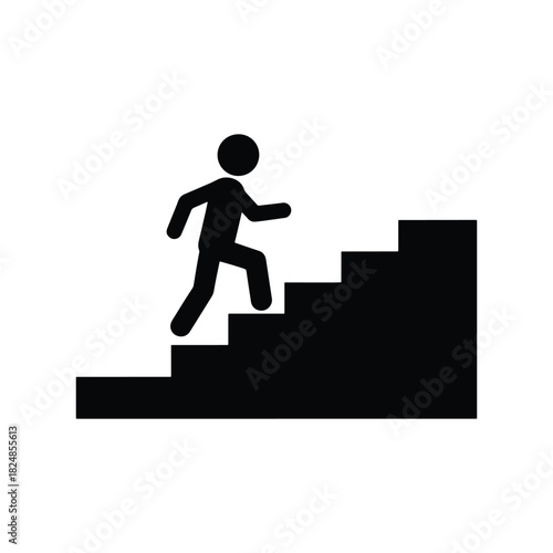 Child Climbing Stairs Black Silhouette Design