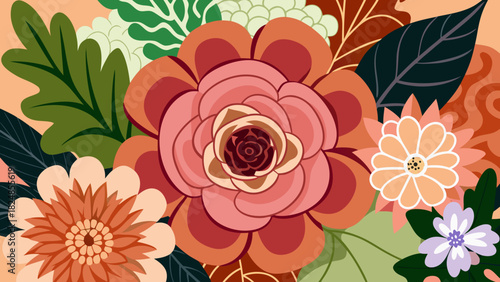 Fluid botanical forms rise in harmonious organic shapes with graceful, curved florals