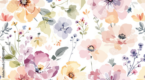 Flowers watercolor illustration.Manual composition.Seamless pattern.Design for cover, fabric, textile, wrapping paper .