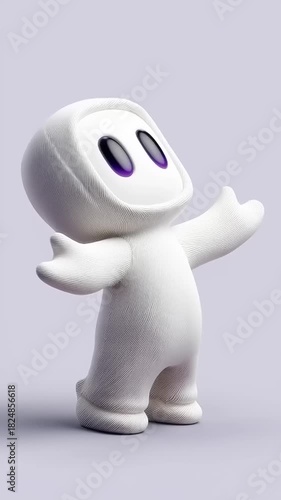 Adorable White Robot Character Animation - A Futuristic Toy Design.