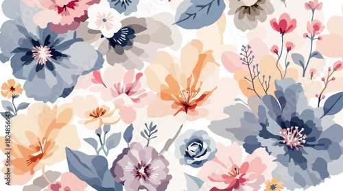 Set of watercolor flower illustration. Use by fabric, fashion, wedding invitation, template, poster, romance, greeting, spring, bouquet, pattern, decoration and textile