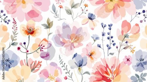 Seamless floral pattern with pink hibiscus and leafy vintage design suitable for fabric or wallpaper
