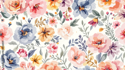 Vintage pink floral seamless vector pattern design for spring fabric texture and decoration