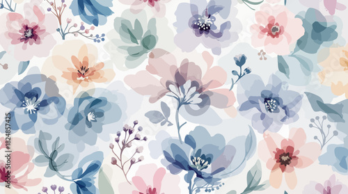 Watercolor print in rustic vintage style, textile or wallpaper