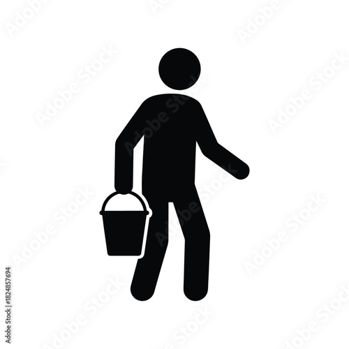 Person Carrying Bucket Silhouette Icon