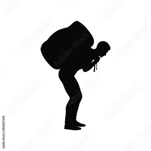 Person Carrying Load Black Silhouette Design