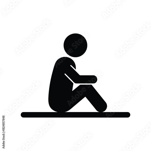 Person Sitting with Back Facing Silhouette