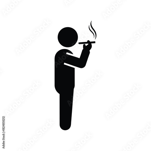 Person Smoking Incense or Cigarette Silhouette