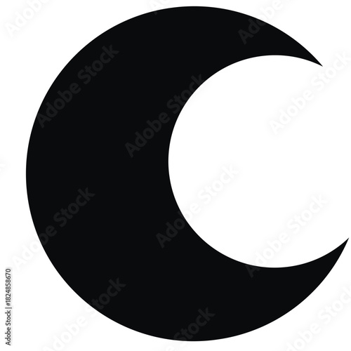 Crescent moon silhouette minimalist celestial icon for design and creative projects