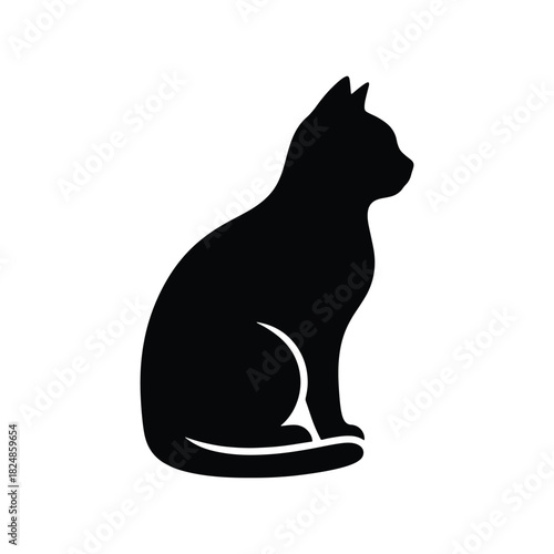 Sitting Cat Black Silhouette Icon Design