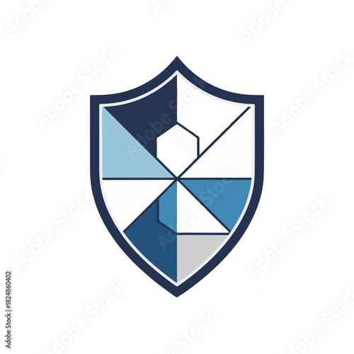 Abstract Shield Icon with Geometric Divisions and Modern Design