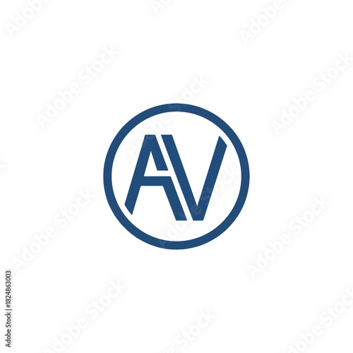 Simple blue circle logo with the letters A and V intertwined, perfect for branding and identity
