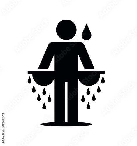 A pictogram illustrates a person experiencing heat exhaustion with sweat dripping from their forehead and hands.