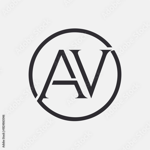 Elegant Monogram 'AV' Logo Design - Minimalist Circle Branding and Identity Symbol