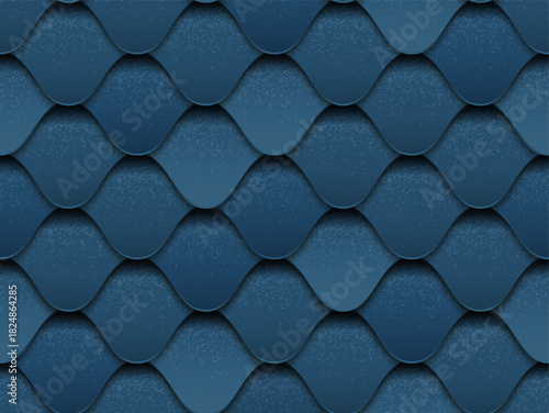Seamless pattern of blue slate with texture. Beaver tail. Vector.