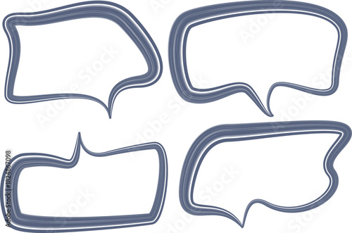 gray color bold hand drawn outline speech bubbles