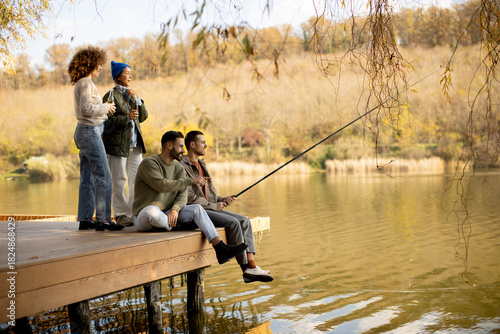 Friends enjoy a relaxing fi...