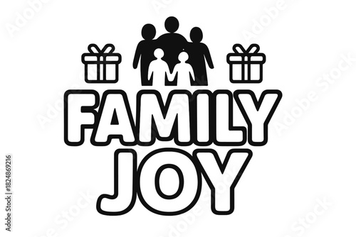 Family Joy Design. Family Joy — Bold Block Lettering: thick uppercase sans-serif with rounded edges; stacked