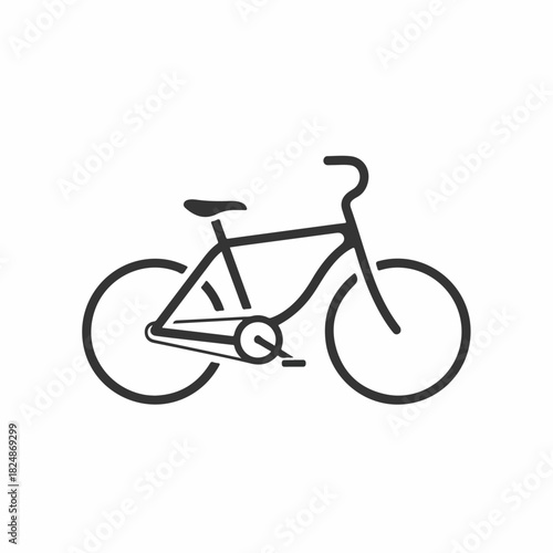 Simple Minimalist Line Art of a Bicycle with a Chain and Wheels, Representing Eco-Friendly Transportation and Healthy Lifestyle Choices