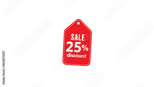 Red 25 Percent Discount Sale Tag Label