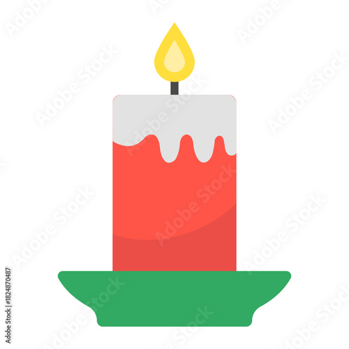christmas candle flat color icon