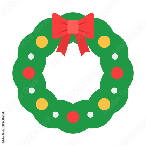 christmas wreath color flat icon