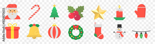christmas flat color icon set