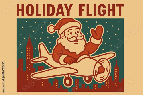 Retro Holiday Flight. Holiday Flight — Retro Poster (alt): condensed sans-serif; centered composition with