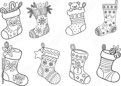 Christmas Stockings vector silhouettes